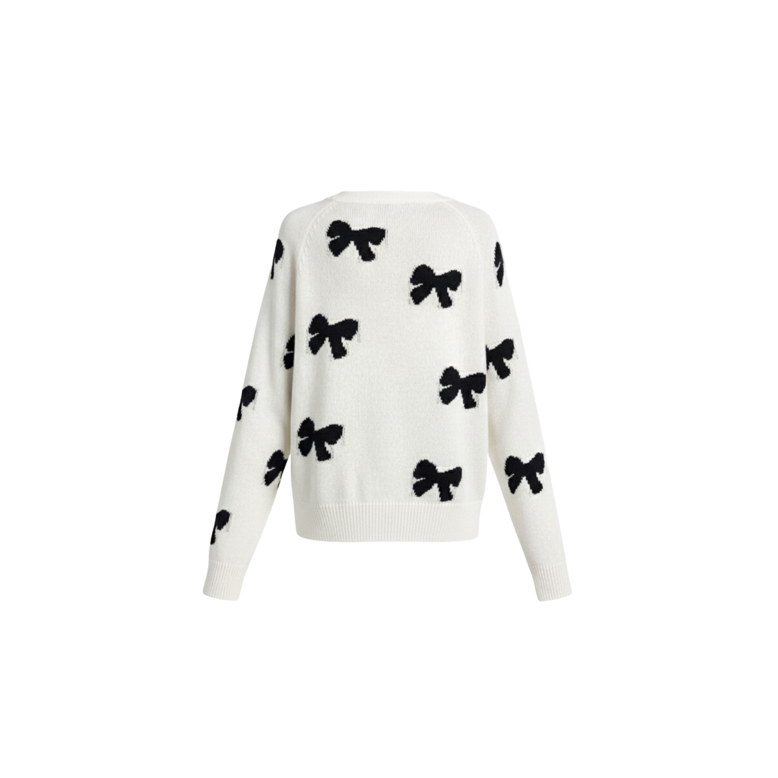 Chic Bow Print V-Neck Cardigan 🎀