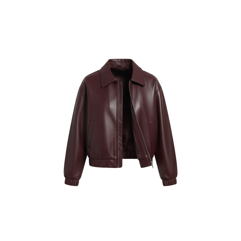 Livesso Casual Faux Leather Bomber Jacket